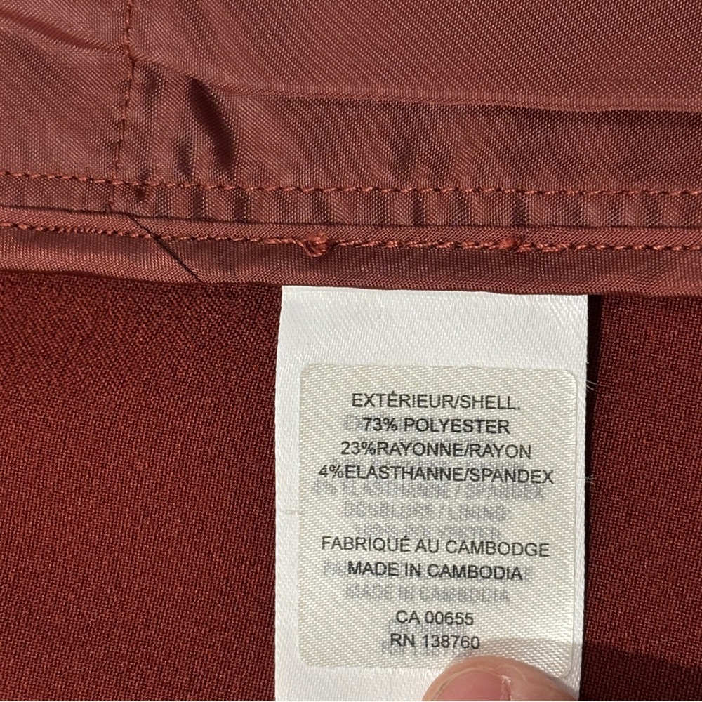 Reitmans Petite 2 Rust Belted Sleeveless Blazer Vest Tailored Wrap Front Career - Picture 12 of 15